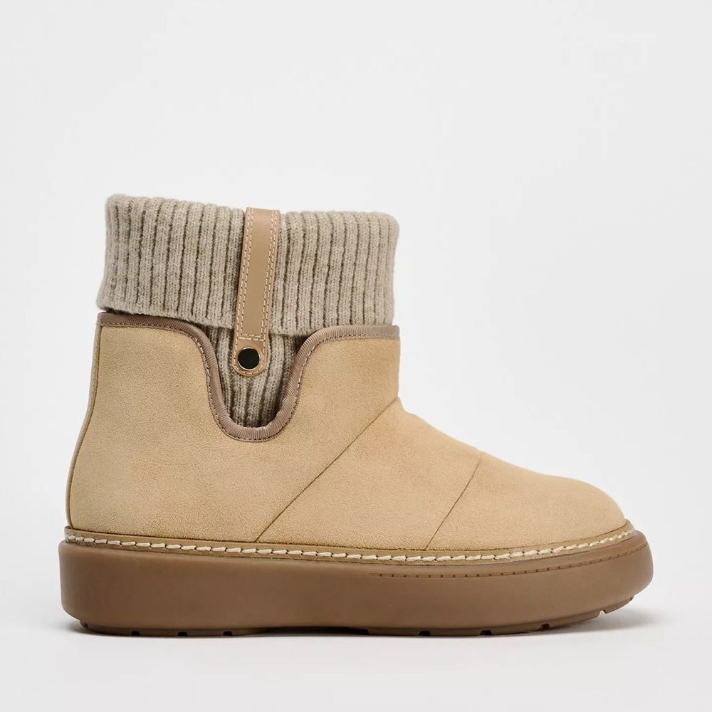 ZARA LOW HEELED SOCK-STYLE ANKLE BOOTS